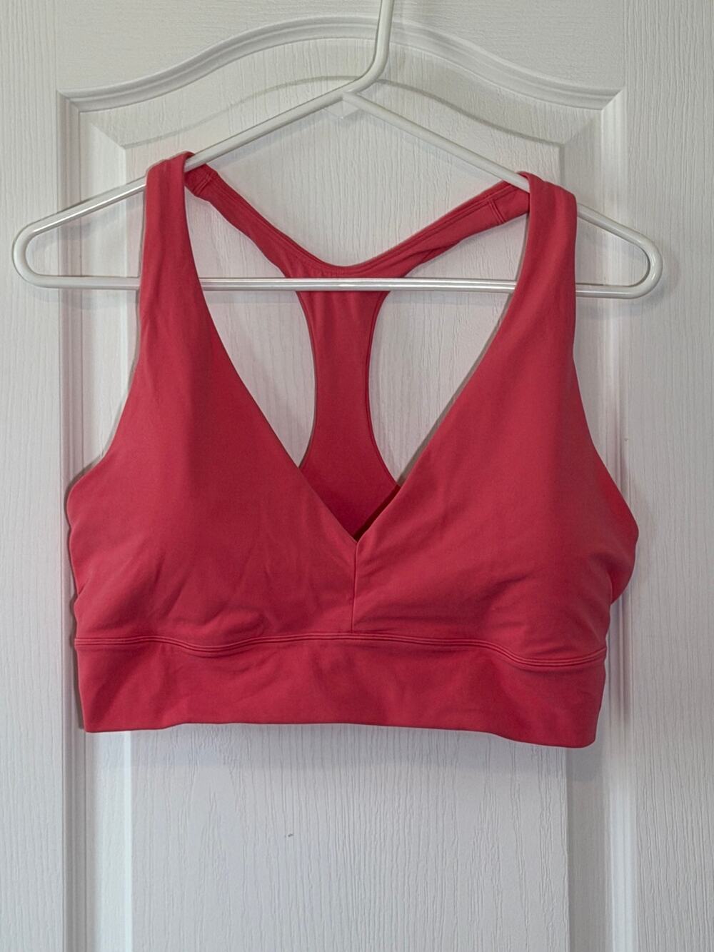 Athleta Women’s Coral Pink Racerback Sports Bra Yoga Workout Activewear Size XL